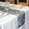 Black Flocked Organza Table Runner