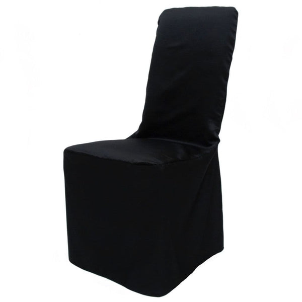 BLACK SQUARE TOP SATIN POLYESTER CHAIR COVER