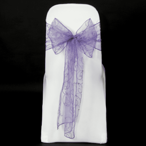 Cadburys purple flocked organza sashes'