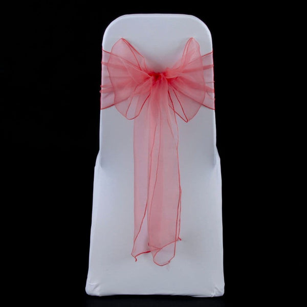 CORAL ORGANZA SASH 23cm - BUNDLE DEAL 100 SASHES