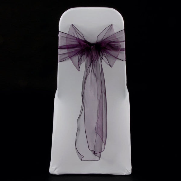 Dark Purple organza sashes bow 18cm