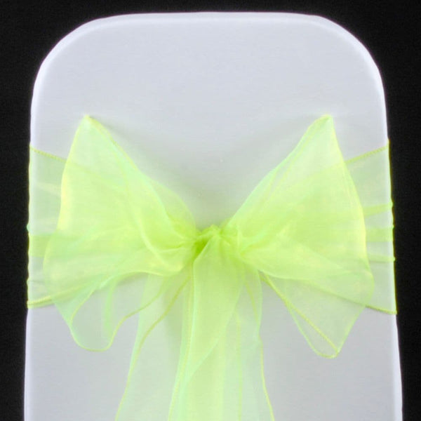 FLUORESCENT GREEN ORGANZA SASH 23cm - BUNDLE DEAL 100 SASHES