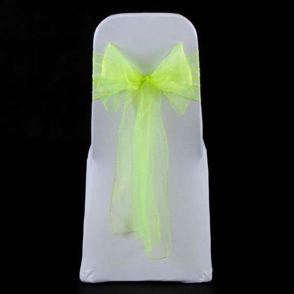 FLUORESCENT GREEN ORGANZA SASH 23cm - BUNDLE DEAL 100 SASHES