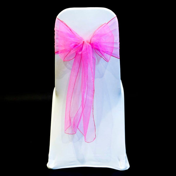FLUORESCENT PINK ORGANZA SASH 23cm - BUNDLE DEAL 100 SASHES