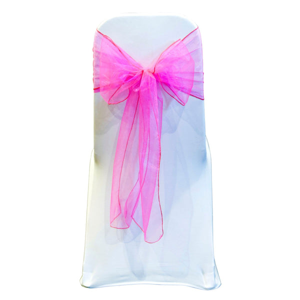FLUORESCENT PINK ORGANZA SASH 23cm - BUNDLE DEAL 100 SASHES