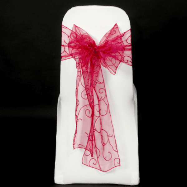 Fuchsia pink flocked organza sashes'