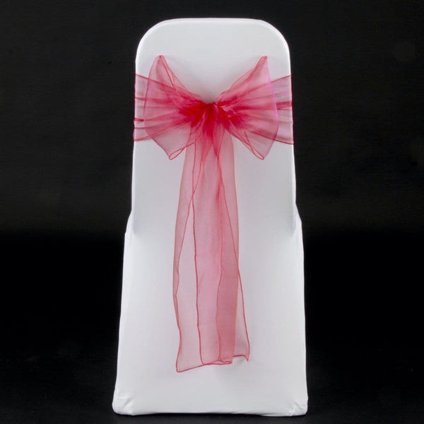 Fuschia pink organza sashes bow 18cm