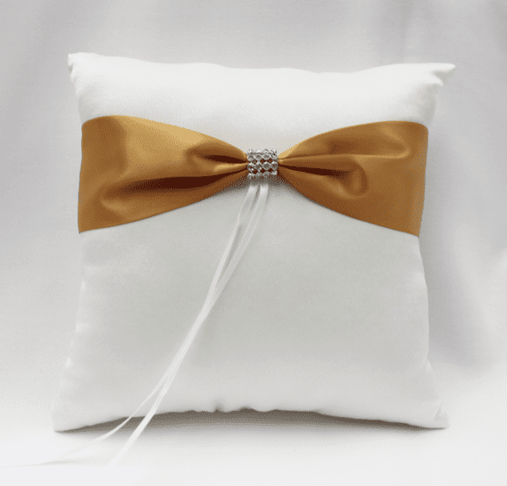 Gold And Ivory Satin Sparkle Ring Bearer Pillow - Was £7.60 For 1!