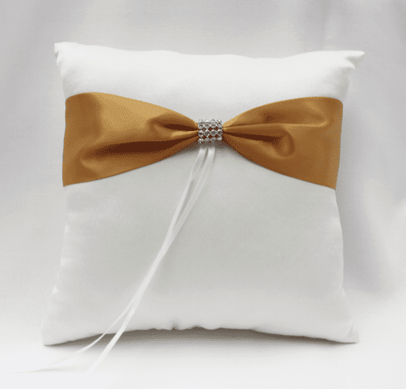 Gold And Ivory Satin Sparkle Ring Bearer Pillow - Was £7.60 For 1! -- IMA Trading Ltd