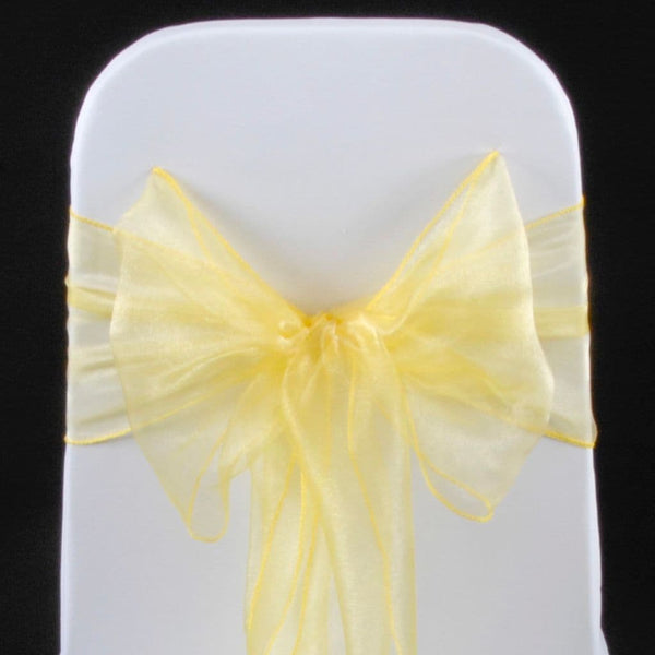 LEMON ORGANZA SASH 23cm - BUNDLE DEAL 100 SASHES
