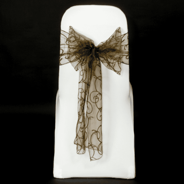 Mocha flocked organza sashes'