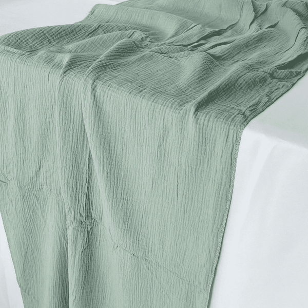 Natural Green Cheesecloth Table Runner