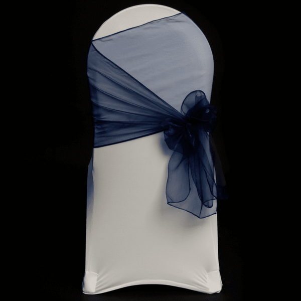Navy Blue Organza Chair Cover Sash 35cm