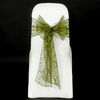 Olive green flocked organza sashes'