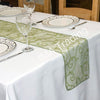 Olive Green Flocked Organza Table Runner