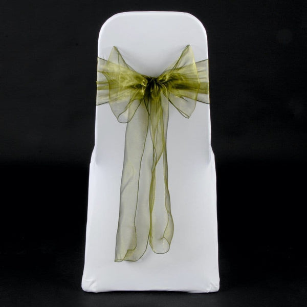 Olive green organza sashes bow 18cm