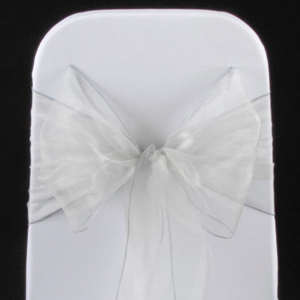 PALE SILVER ORGANZA SASH 23cm