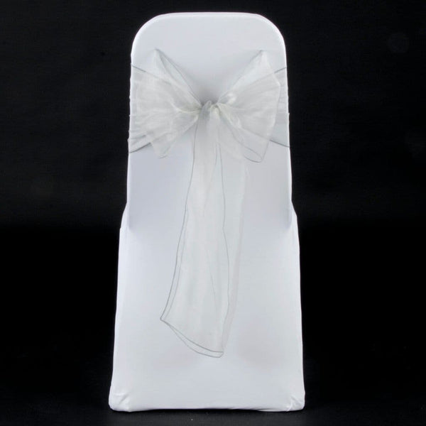 PALE SILVER ORGANZA SASH 23cm