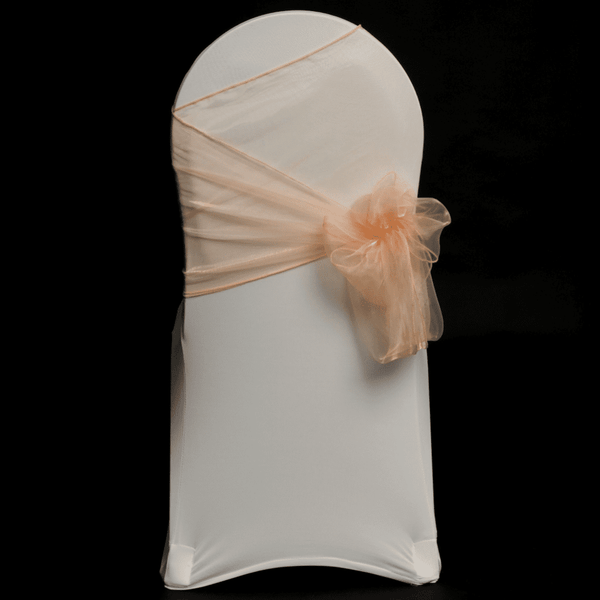 Peach Organza Chair Cover Sash 35cm