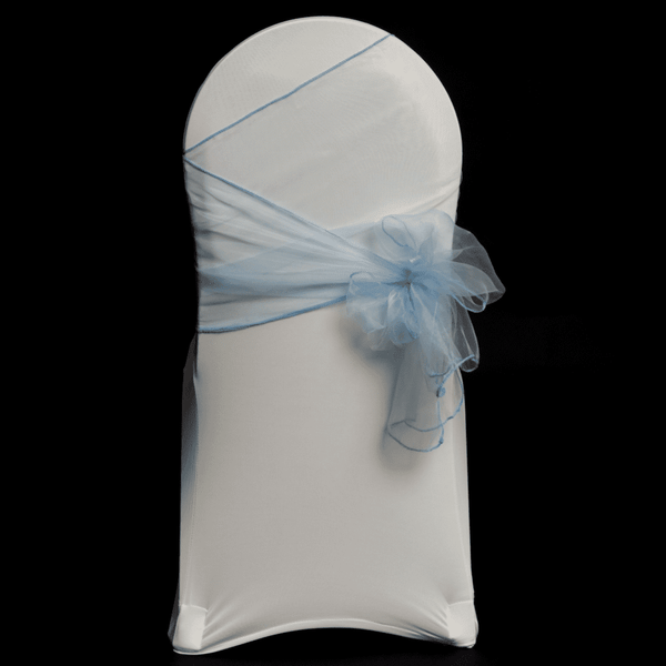 Sky Blue Organza Chair Cover Sash 35cm