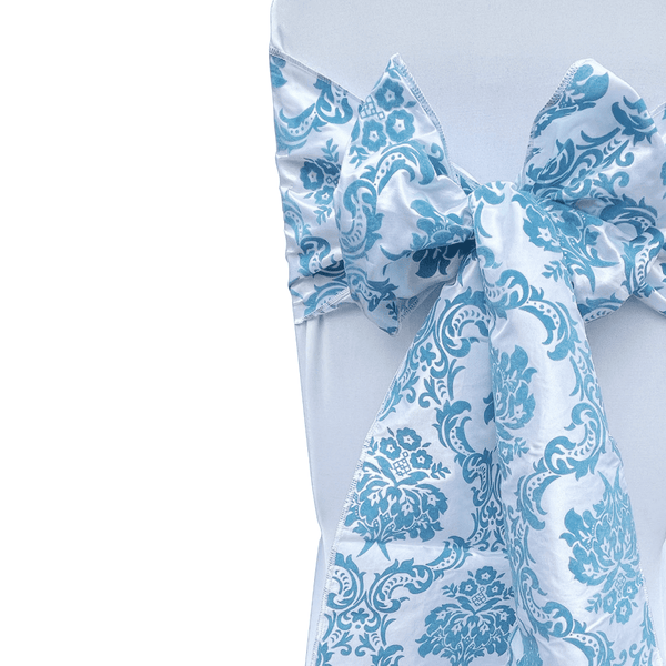 White & Denim Blue Flocked Taffeta