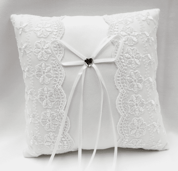 White Heart Lace Ring Bearer Pillow WAS 760 FOR – IMA Trading Ltd