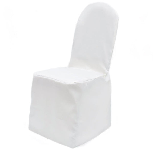WHITE ROUND TOP POLYESTER CHAIR COVER