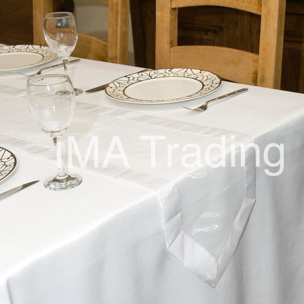 WHITE TAFFETA EDGED ORGANZA TABLE RUNNER - WAS £2.59!