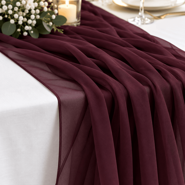 New Rich Plum Chiffon Table Runner --IMA Trading Ltd