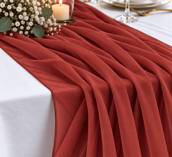 New Copper/rust Chiffon Table Runner --IMA Trading Ltd