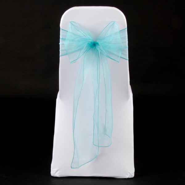 AQUA BLUE ORGANZA SASH 23cm - BUNDLE DEAL 100 SASHES