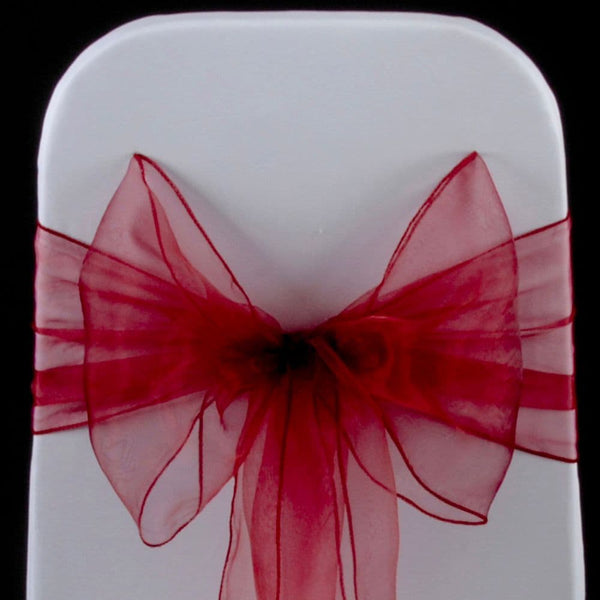 CLARET ORGANZA SASH 23cm - BUNDLE DEAL 100 SASHES