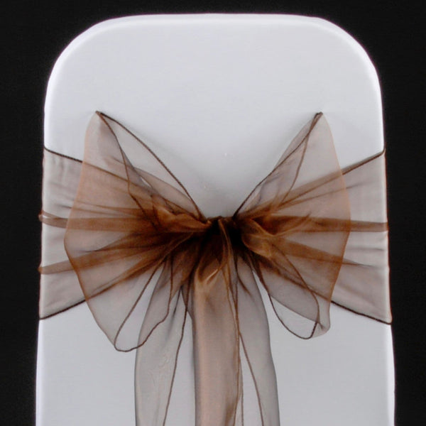 MOCHA BROWN ORGANZA SASH 23cm