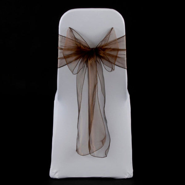 MOCHA BROWN ORGANZA SASH 23cm