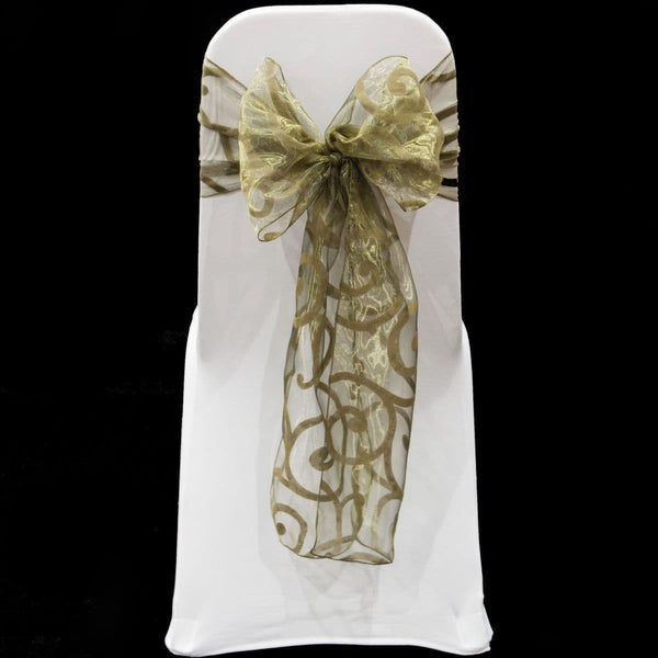 Olive 2 flocked organza sashes*
