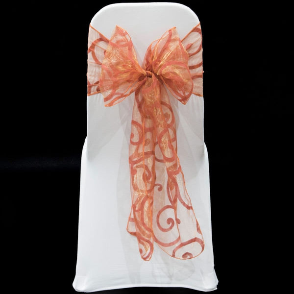 Orange 2 flocked organza sashes*
