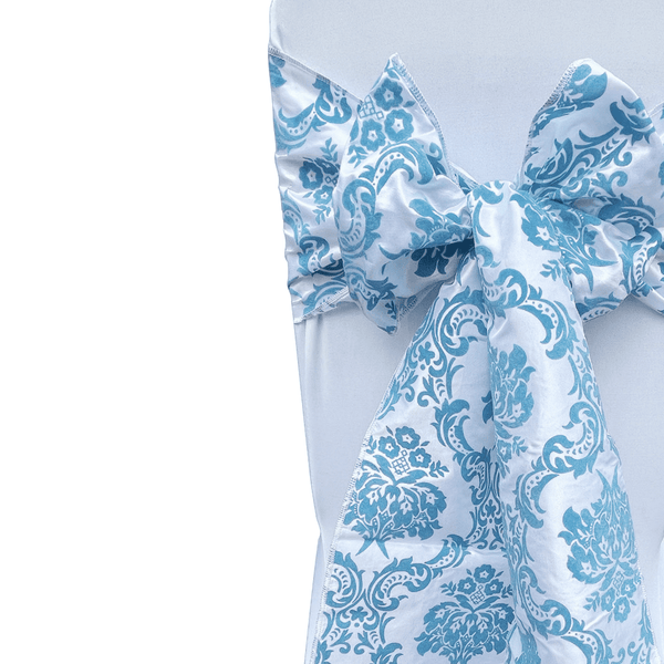 White & Denim Blue Flocked Taffeta